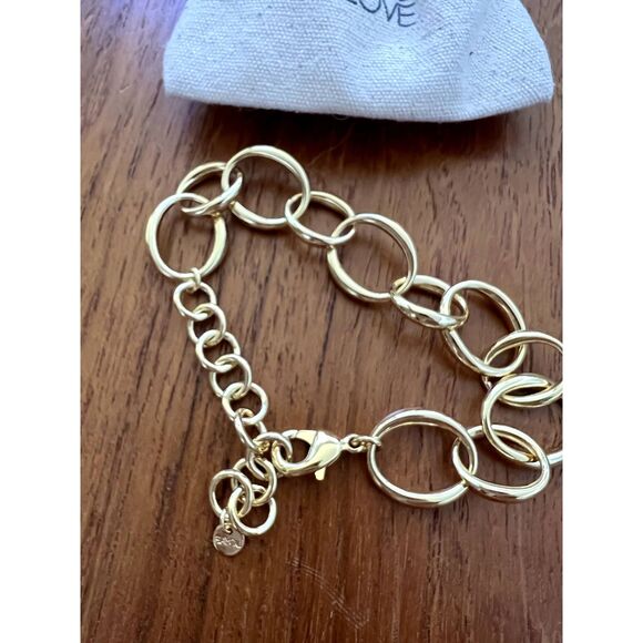 NEW BaYou with Love Large Oval Chain Bracelet Adjustable 14k Gold Plated - Picture 4 of 8